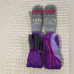2 pairs size small kids mittens, Head (waterproof) and Gap Kids